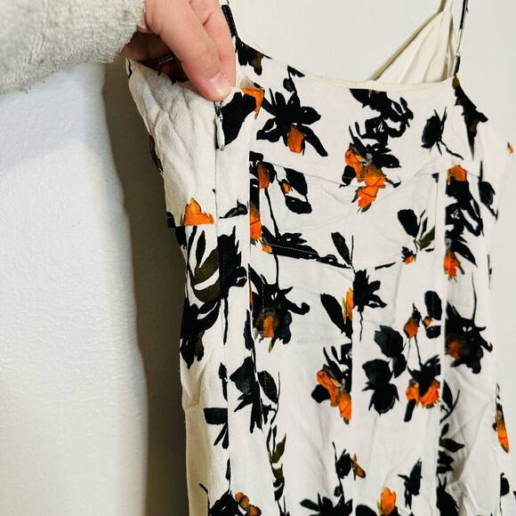 Derek Lam Floral Camisole Button Front V-Neck Slit Front Stretch Crepe Dress 10 - Picture 15 of 16